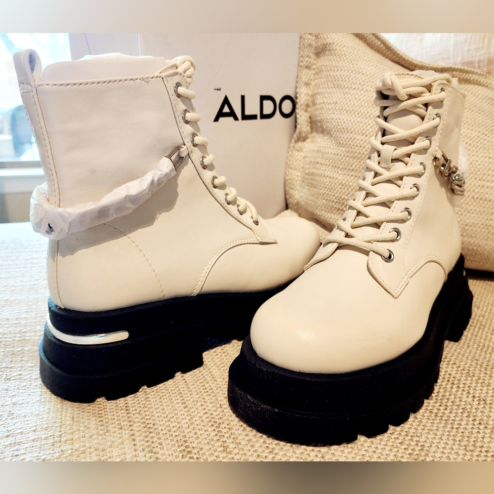 ALDO Grandeur Platform Lug Sole Chain Combat Booties